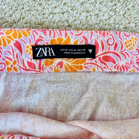 Zara Paisley Pink Linen Mini Scrunch Skirt - Picture 3 of 6